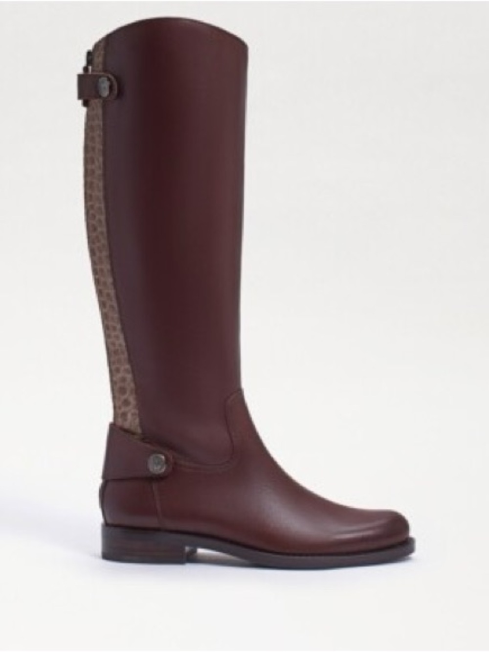 NIB Sam Edelman Sz 6 Mikala Terazzo Brown Leather Block Heel Riding Knee Boots